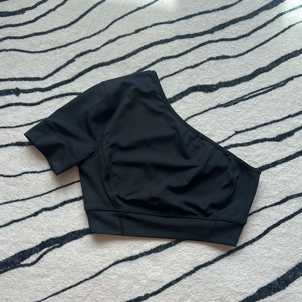 Z by Zella One-Shoulder Crop Top Black Sz Medium